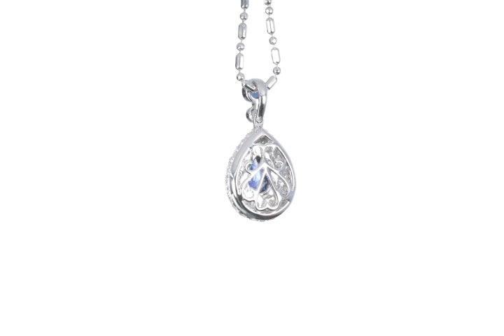 Pear Sapphire Pavé Diamond Pendant