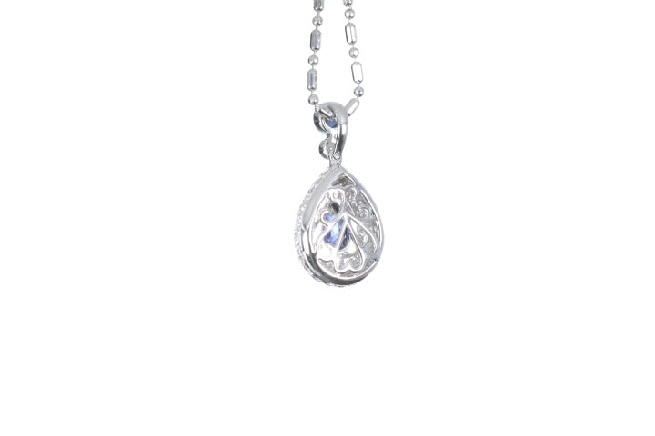 Pear Sapphire Pavé Diamond Pendant