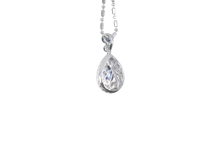 Pear Sapphire Pavé Diamond Pendant