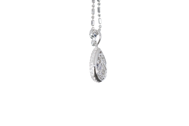 Pear Sapphire Pavé Diamond Pendant