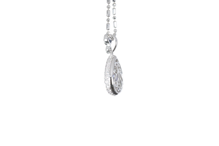 Pear Sapphire Pavé Diamond Pendant