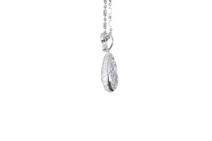 Pear Sapphire Pavé Diamond Pendant