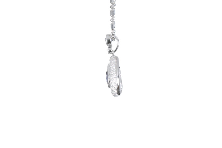 Pear Sapphire Pavé Diamond Pendant