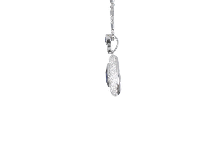 Pear Sapphire Pavé Diamond Pendant
