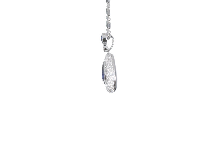 Pear Sapphire Pavé Diamond Pendant