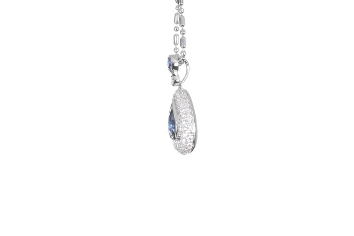 Pear Sapphire Pavé Diamond Pendant