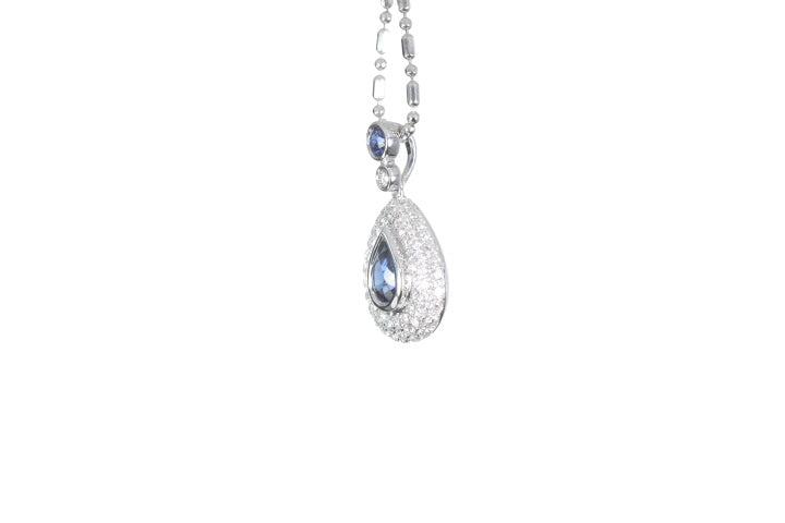 Pear Sapphire Pavé Diamond Pendant