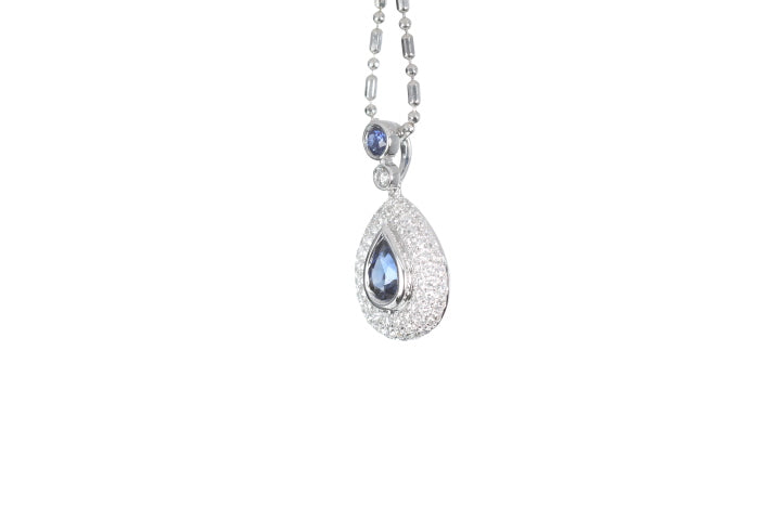 Pear Sapphire Pavé Diamond Pendant