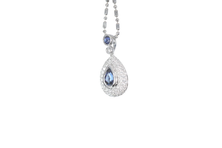 Pear Sapphire Pavé Diamond Pendant