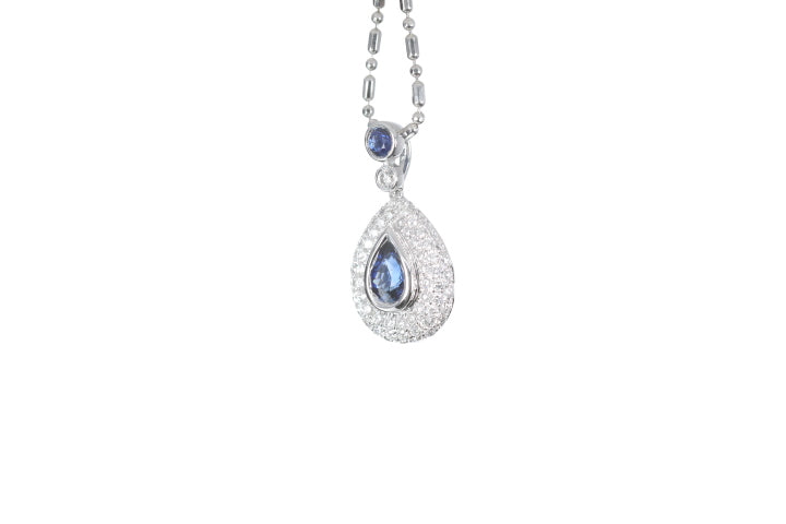 Pear Sapphire Pavé Diamond Pendant