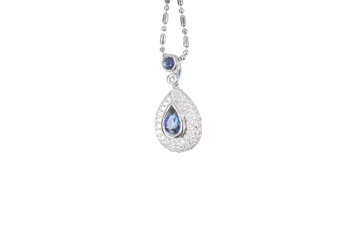Pear Sapphire Pavé Diamond Pendant