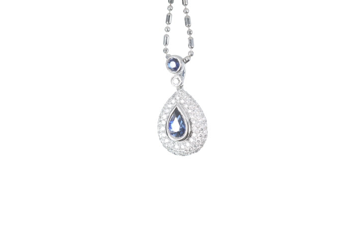 Pear Sapphire Pavé Diamond Pendant
