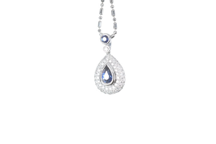 Pear Sapphire Pavé Diamond Pendant