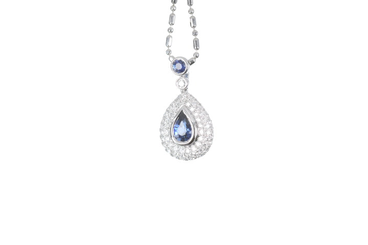 Pear Sapphire Pavé Diamond Pendant