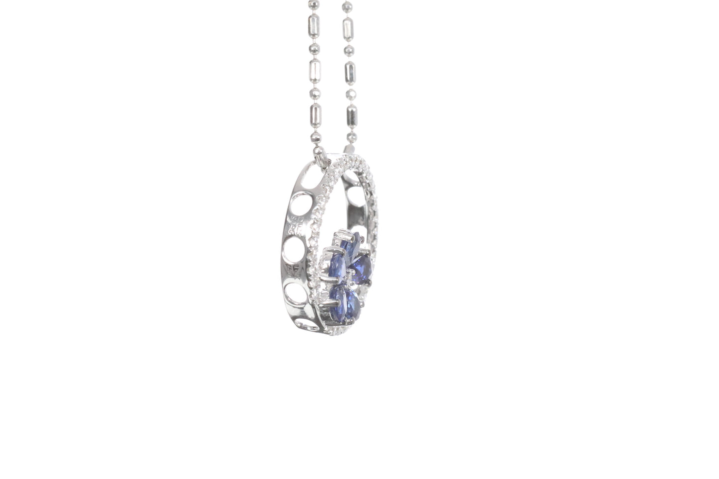 Sapphire Flower Halo Pendant