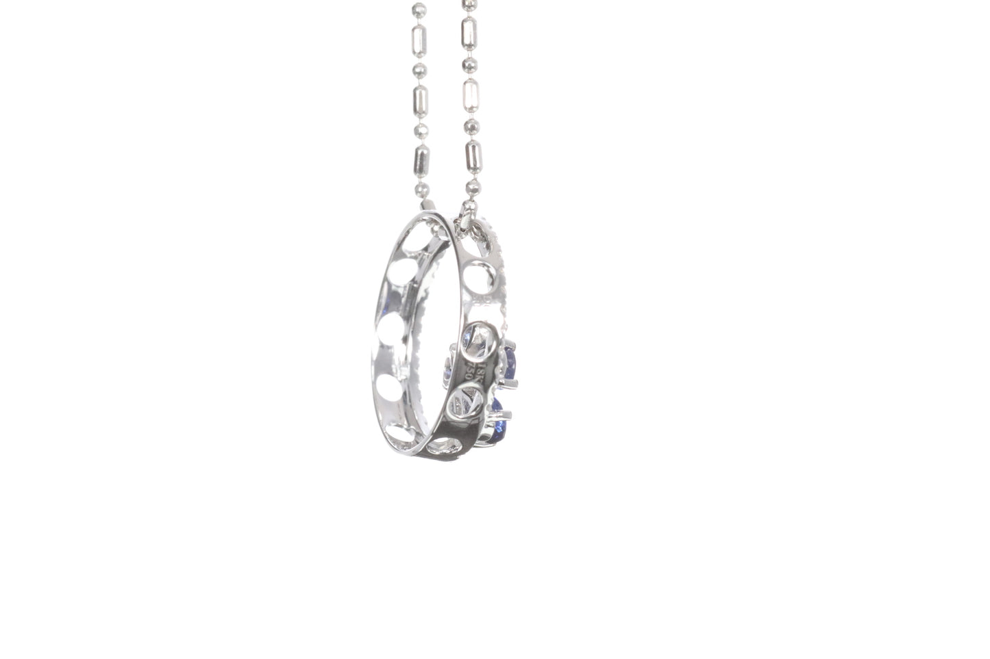 Sapphire Flower Halo Pendant