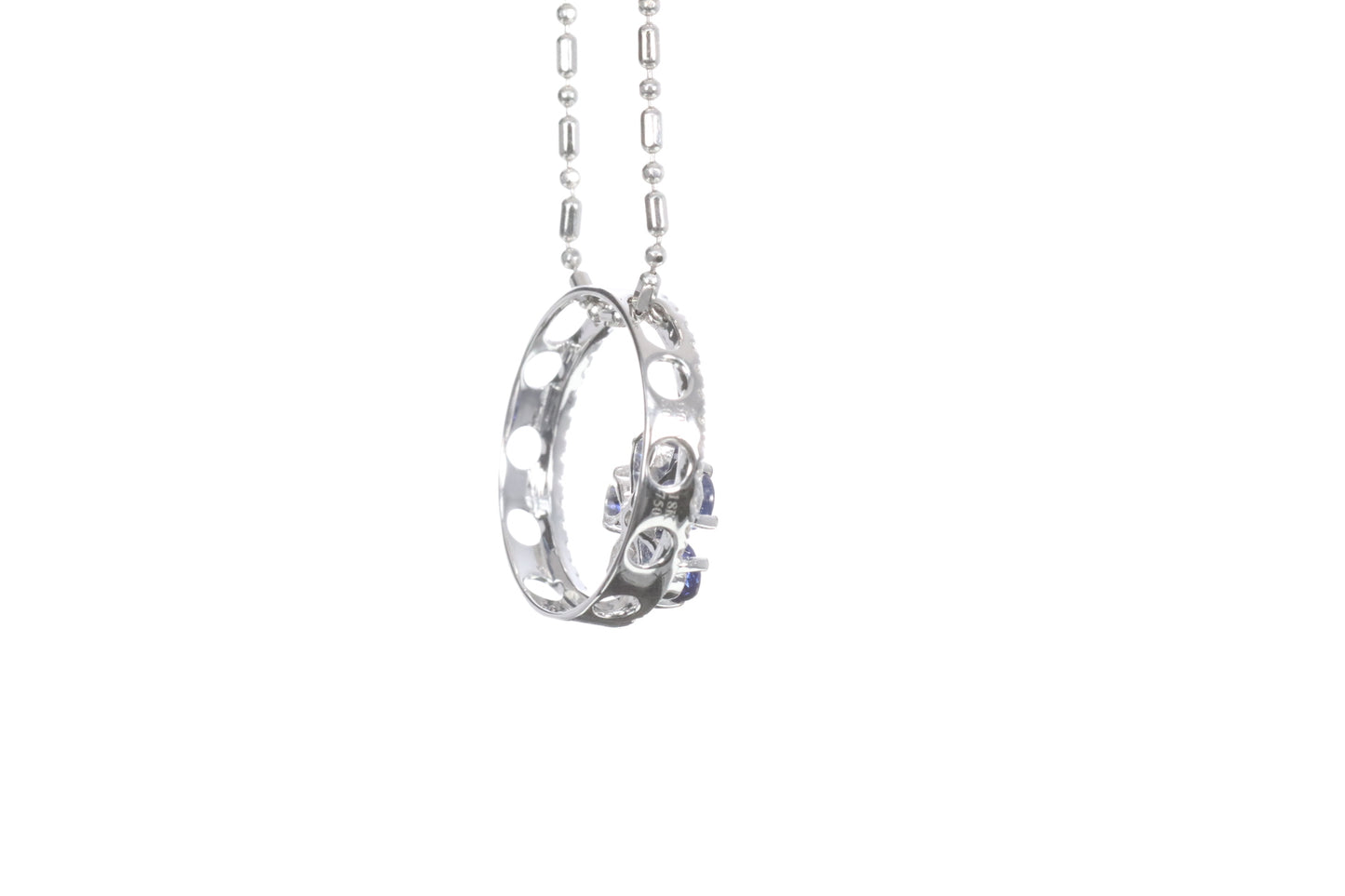 Sapphire Flower Halo Pendant