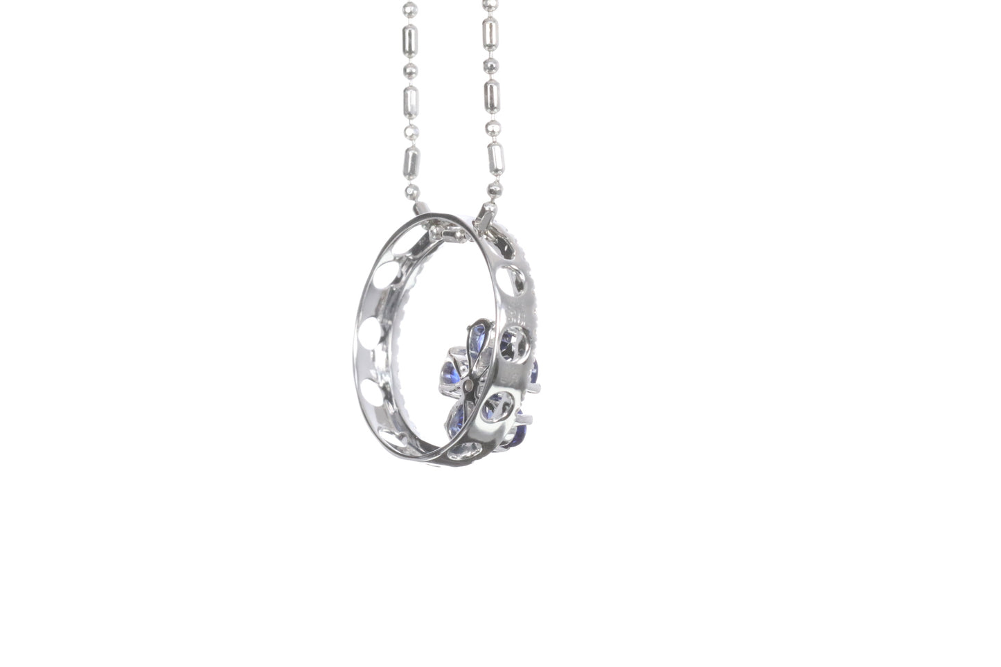 Sapphire Flower Halo Pendant