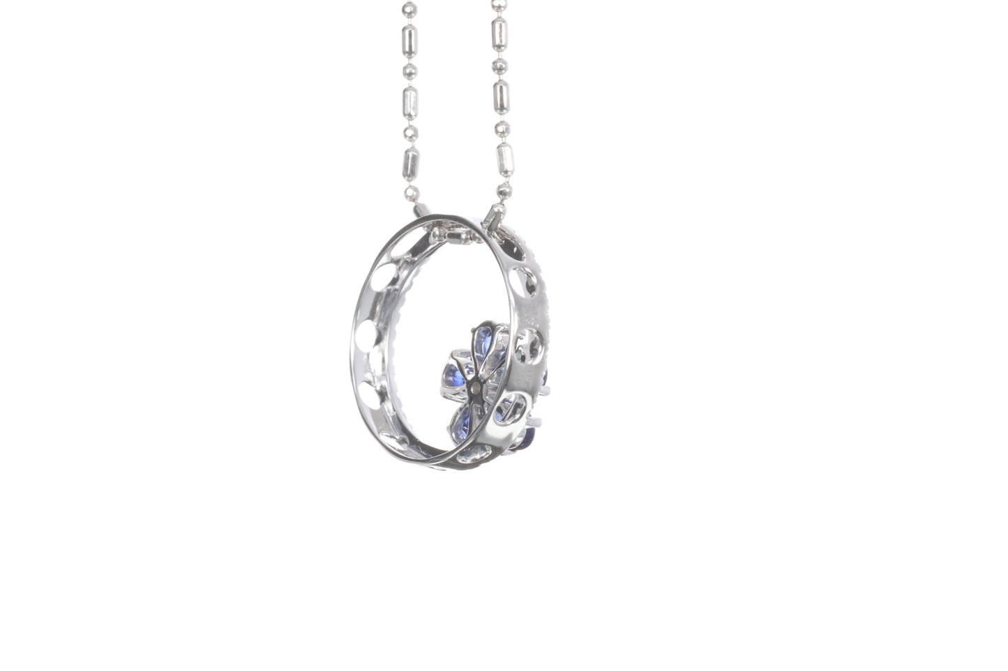 Sapphire Flower Halo Pendant