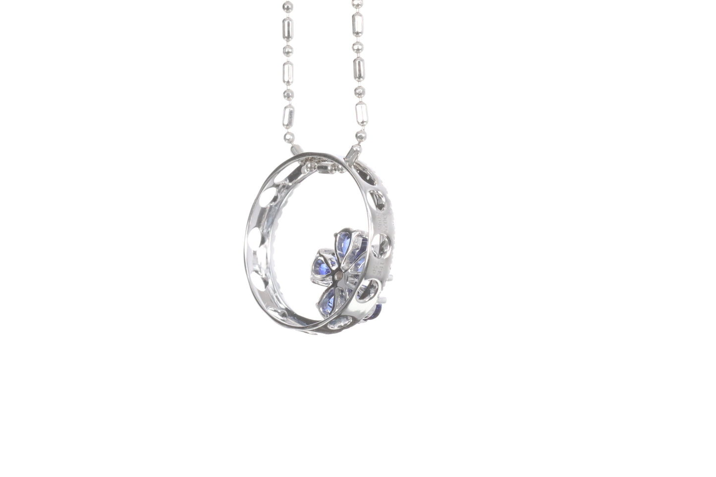 Sapphire Flower Halo Pendant