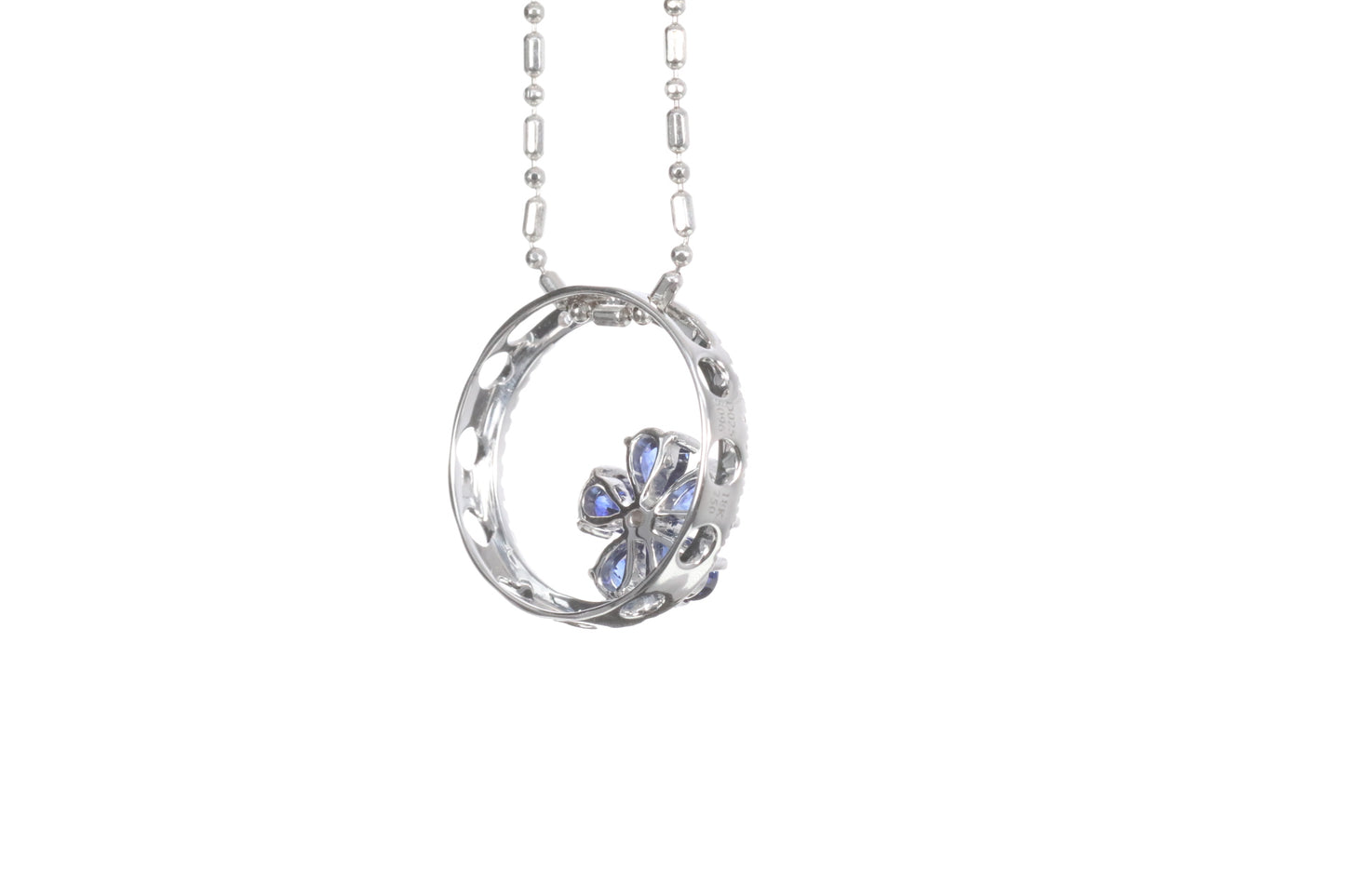 Sapphire Flower Halo Pendant