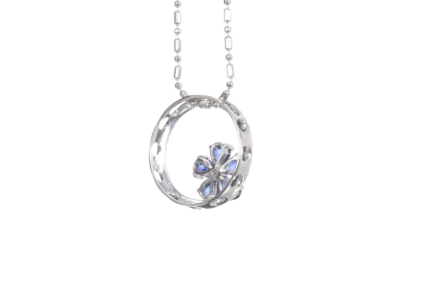 Sapphire Flower Halo Pendant