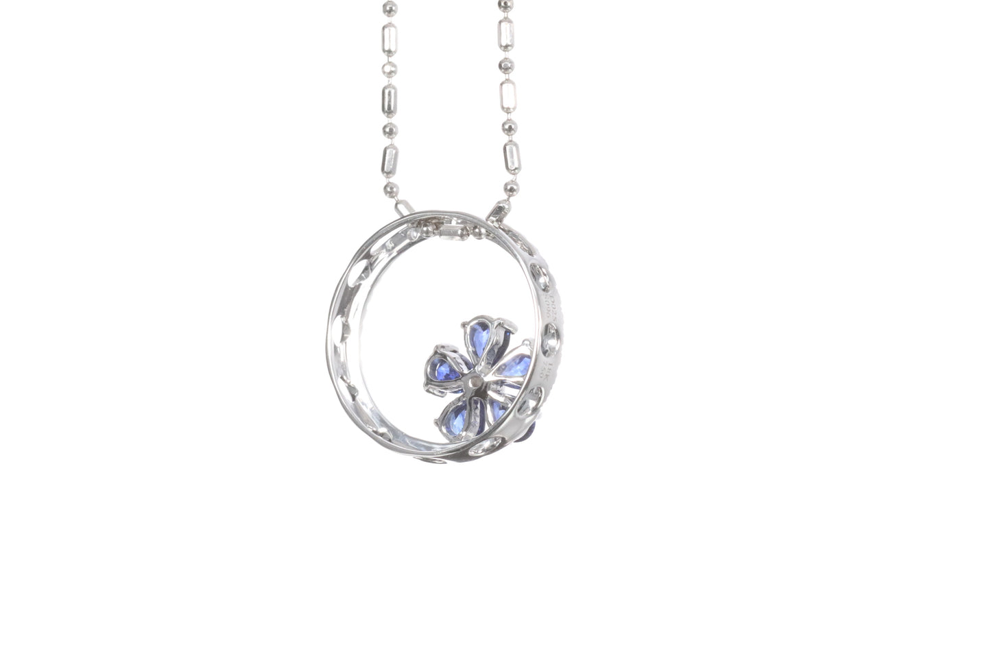 Sapphire Flower Halo Pendant