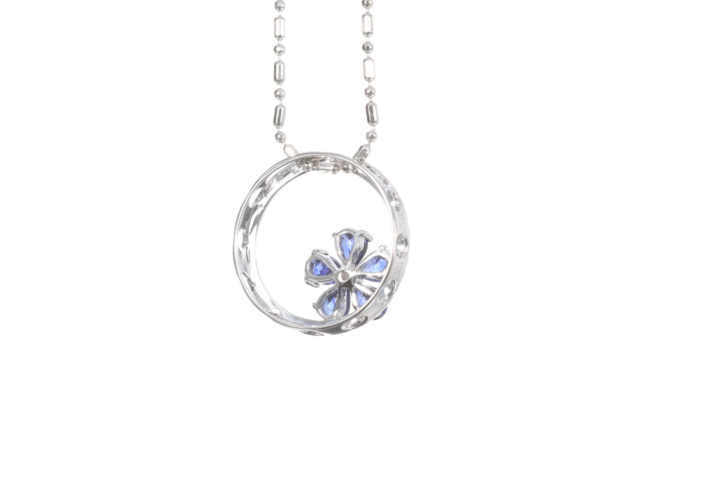 Sapphire Flower Halo Pendant