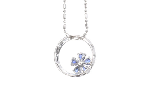 Sapphire Flower Halo Pendant