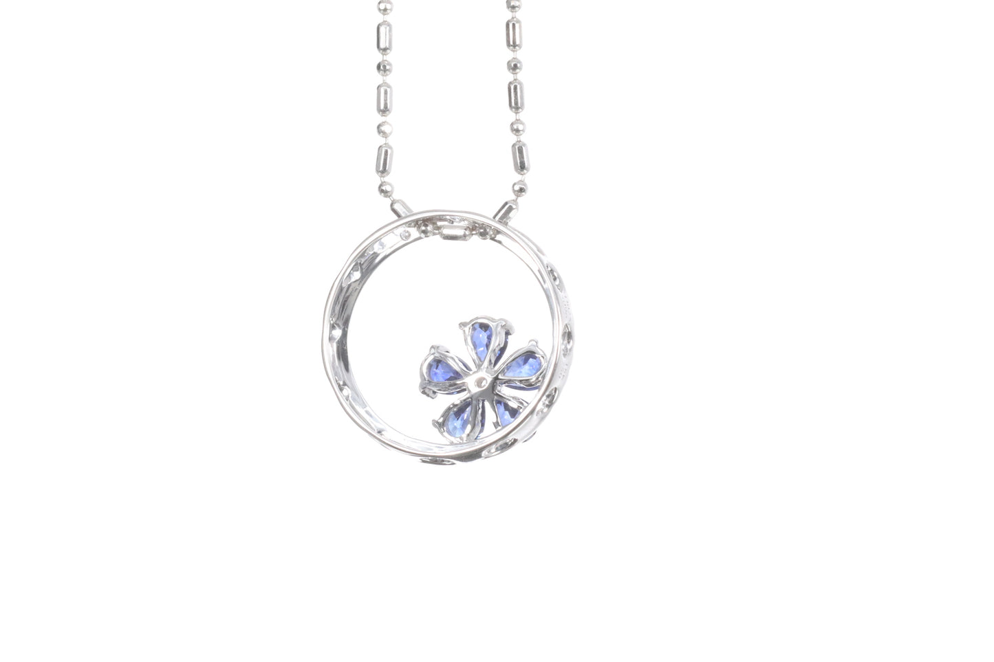 Sapphire Flower Halo Pendant