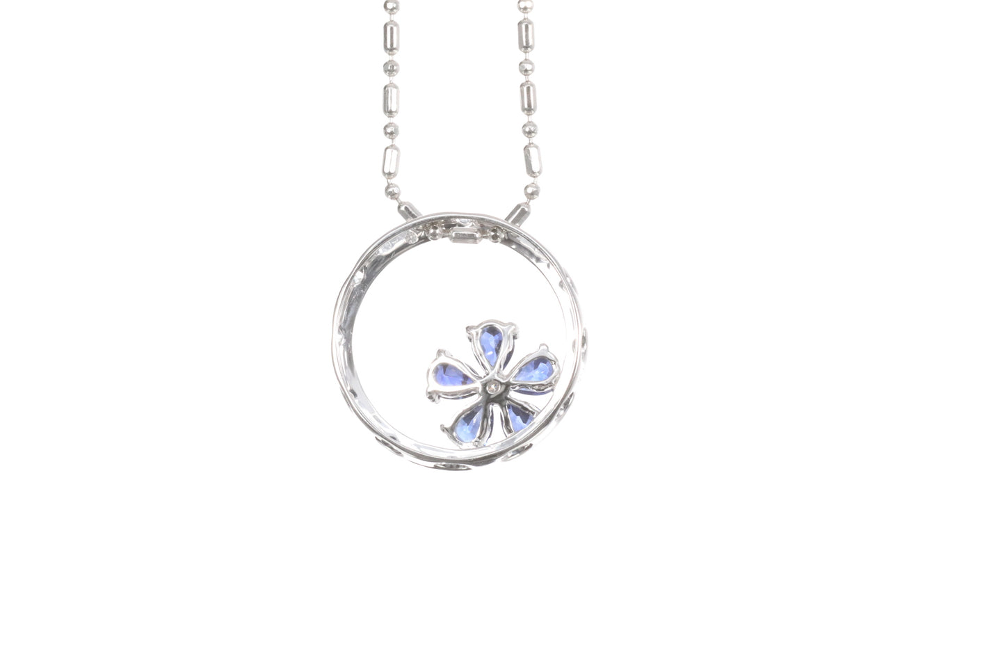 Sapphire Flower Halo Pendant