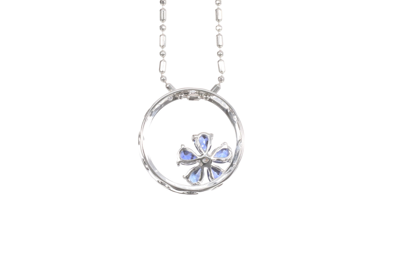 Sapphire Flower Halo Pendant