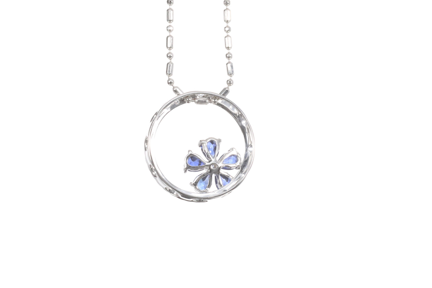 Sapphire Flower Halo Pendant