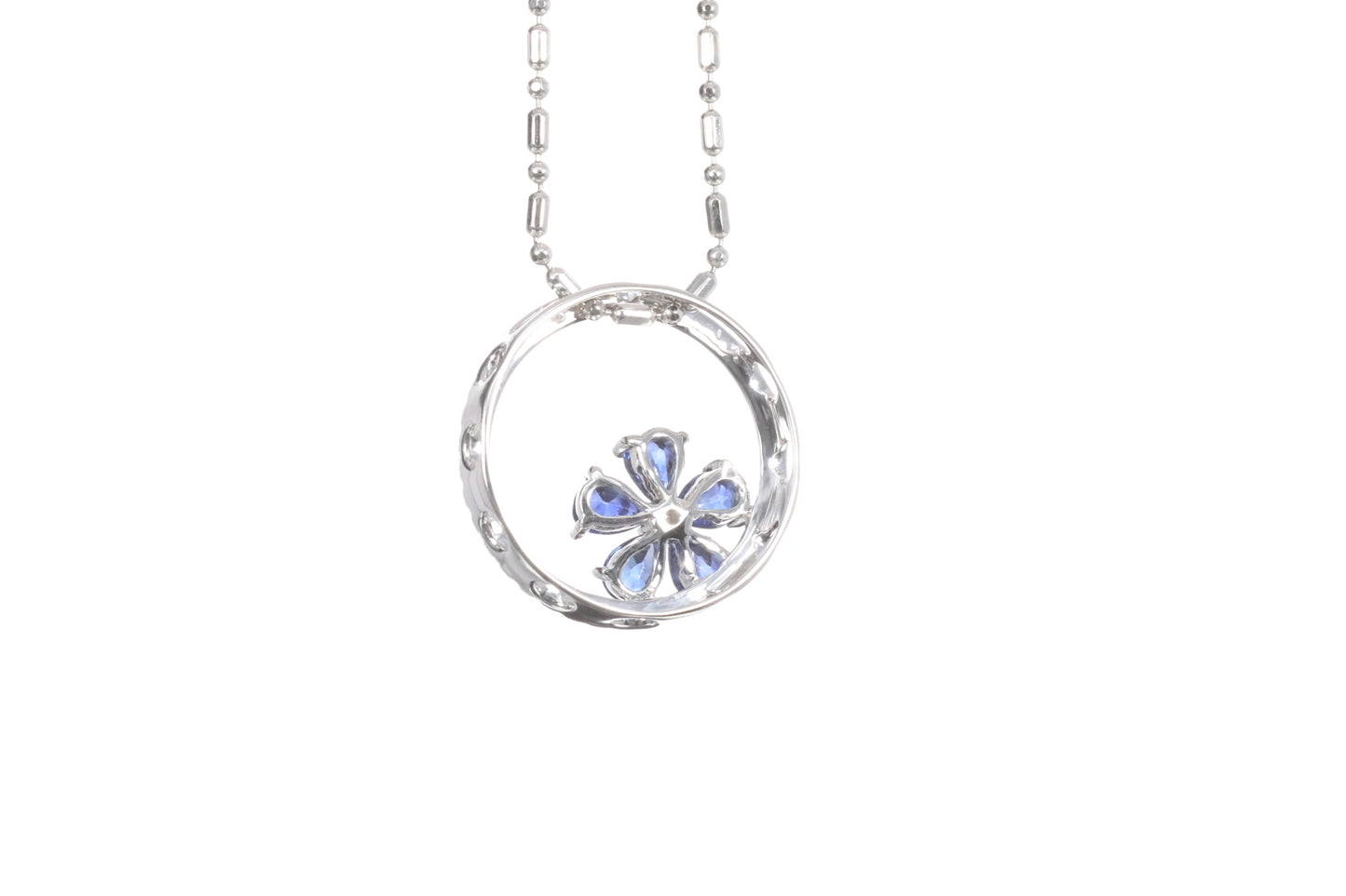 Sapphire Flower Halo Pendant