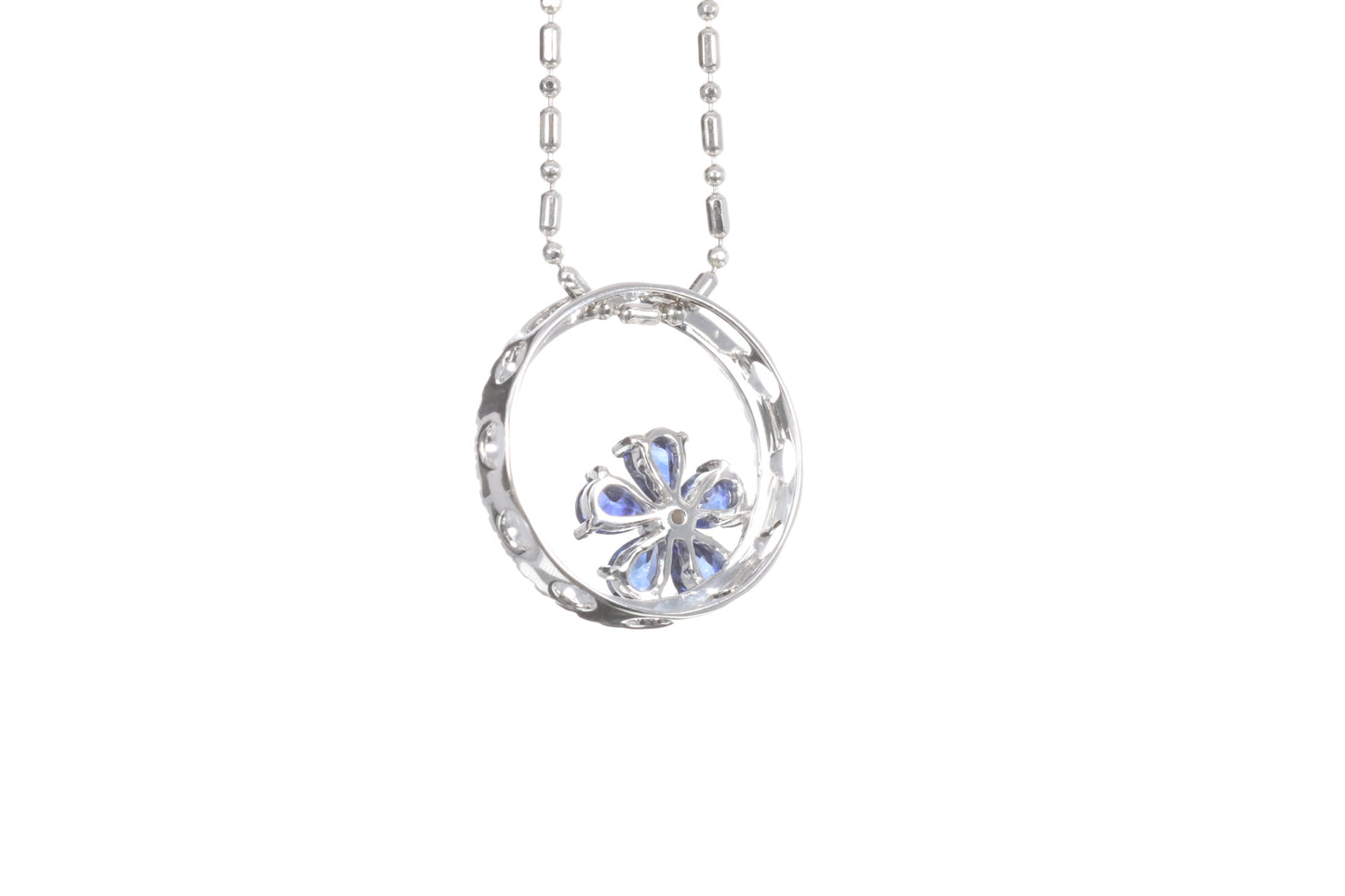 Sapphire Flower Halo Pendant