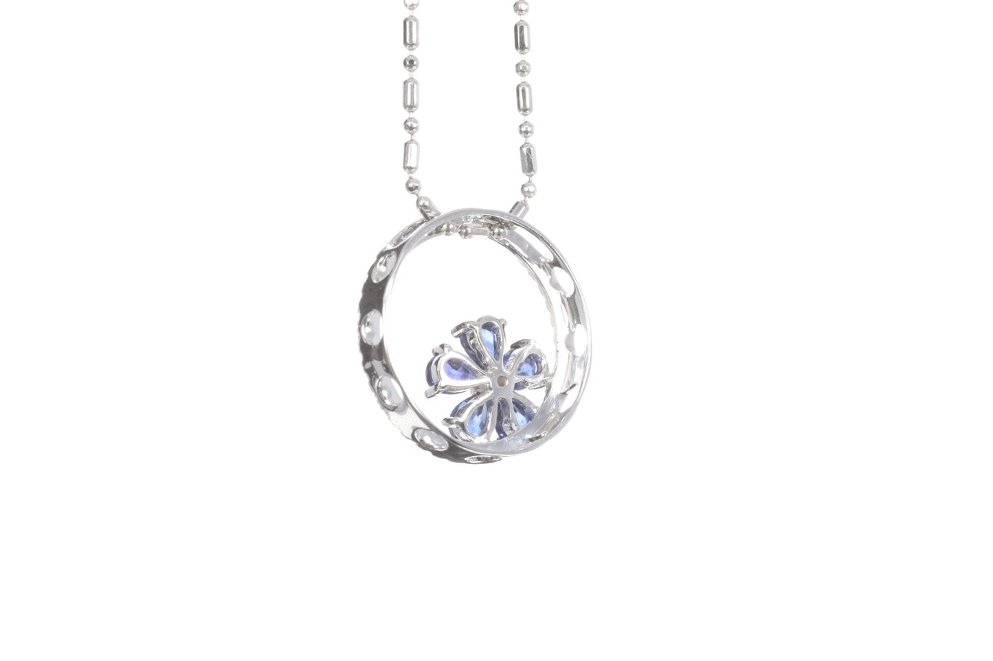 Sapphire Flower Halo Pendant