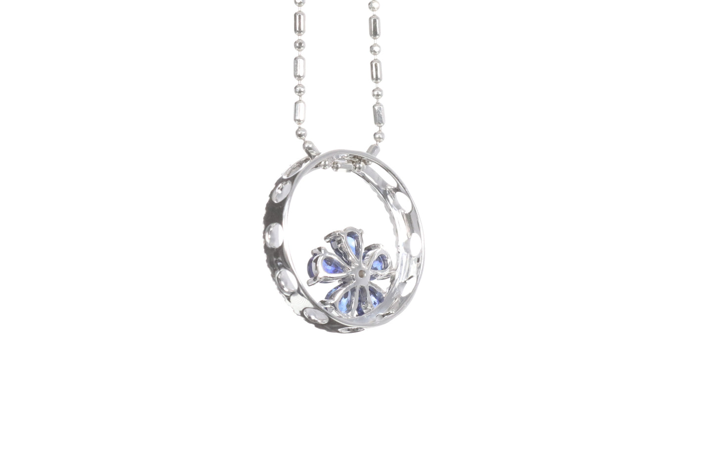 Sapphire Flower Halo Pendant