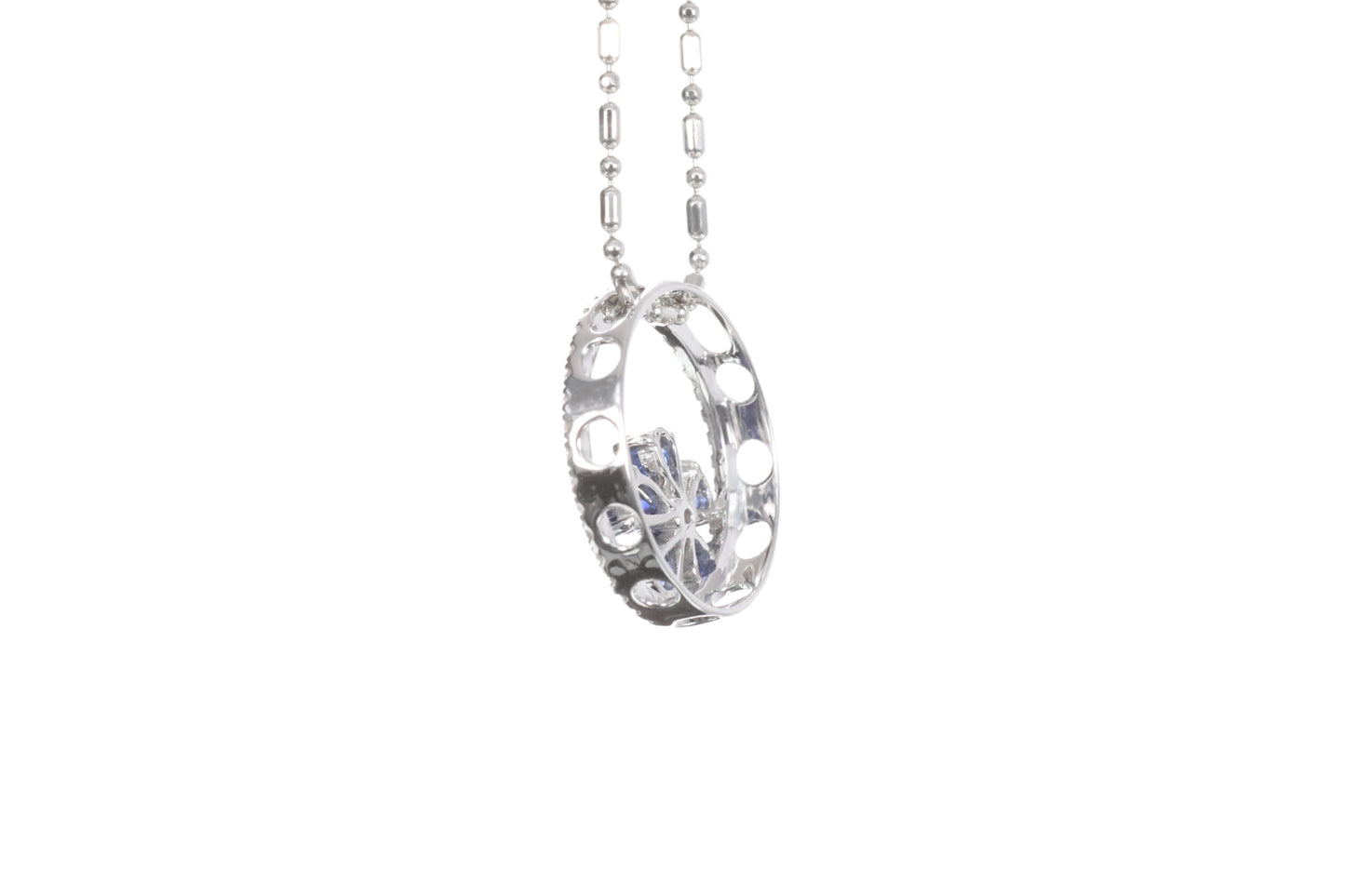 Sapphire Flower Halo Pendant