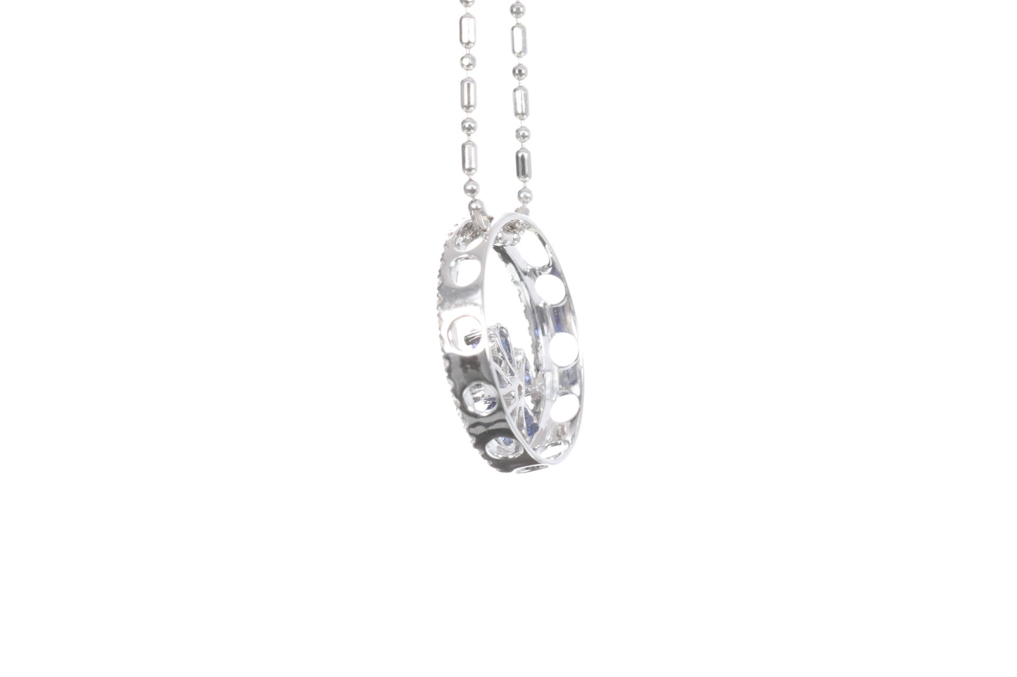 Sapphire Flower Halo Pendant