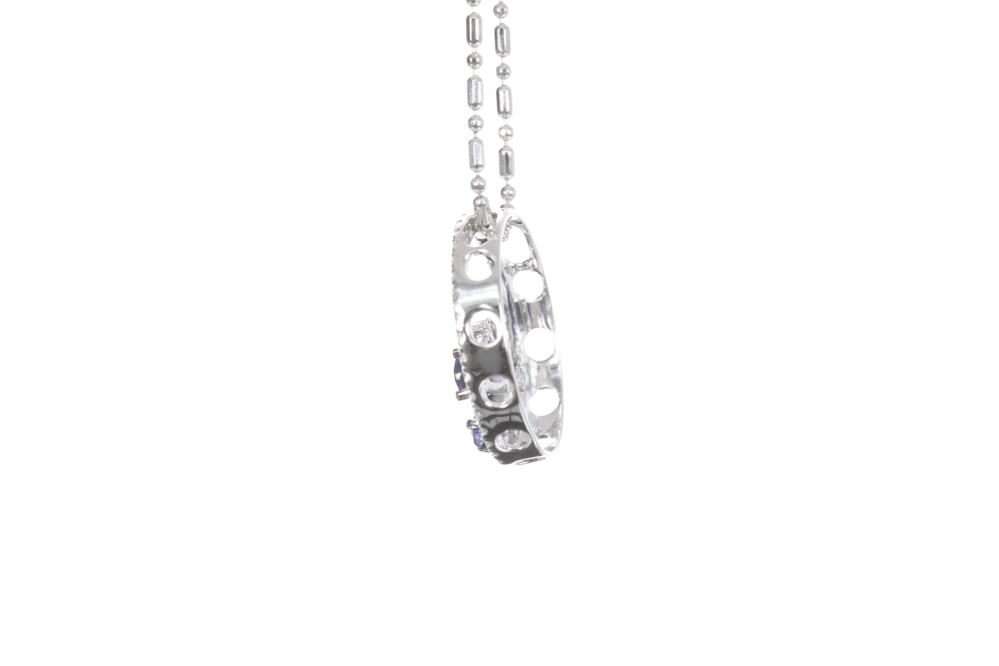 Sapphire Flower Halo Pendant