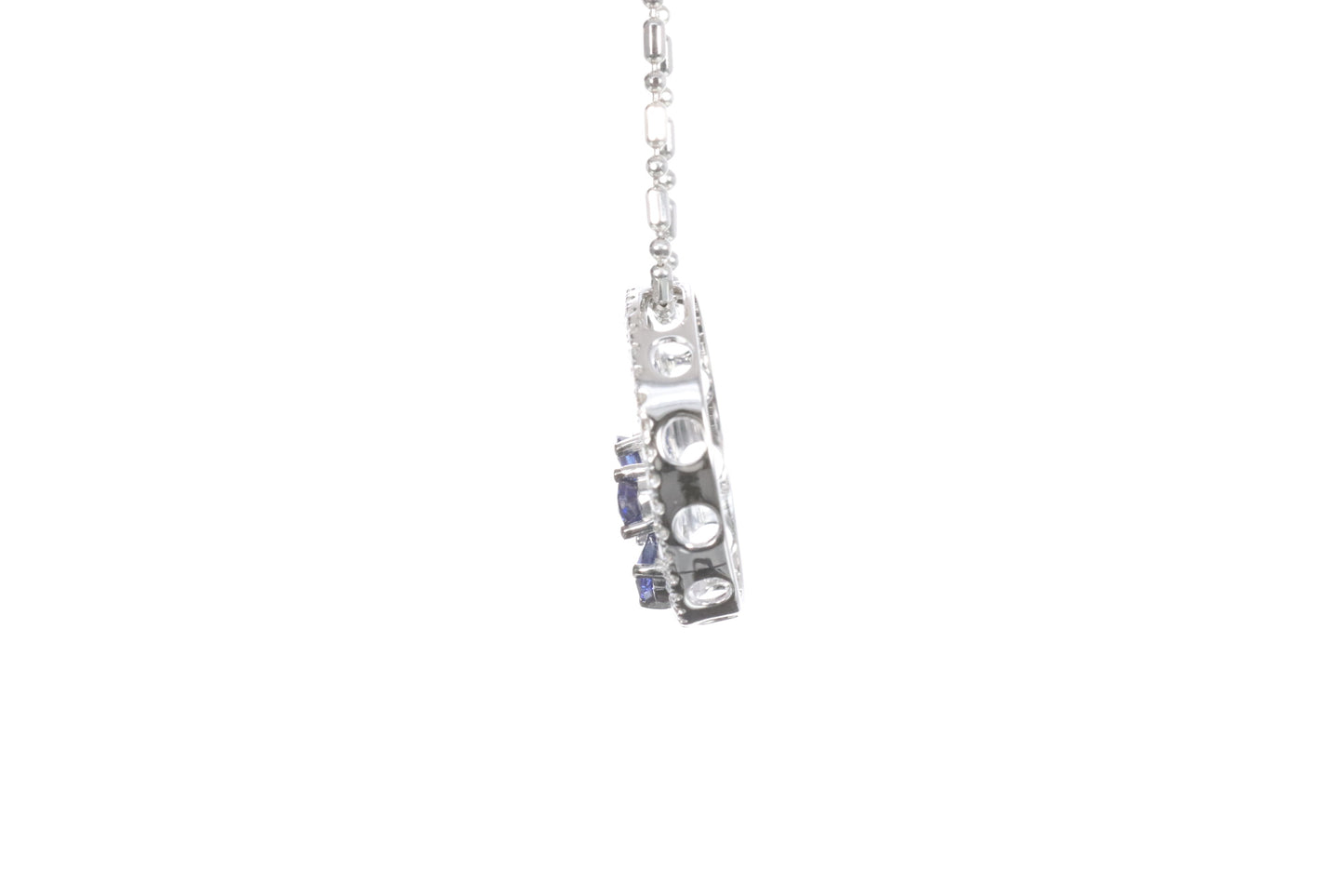 Sapphire Flower Halo Pendant