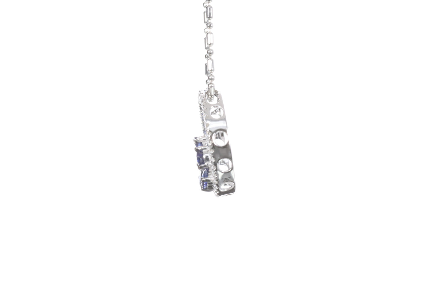 Sapphire Flower Halo Pendant