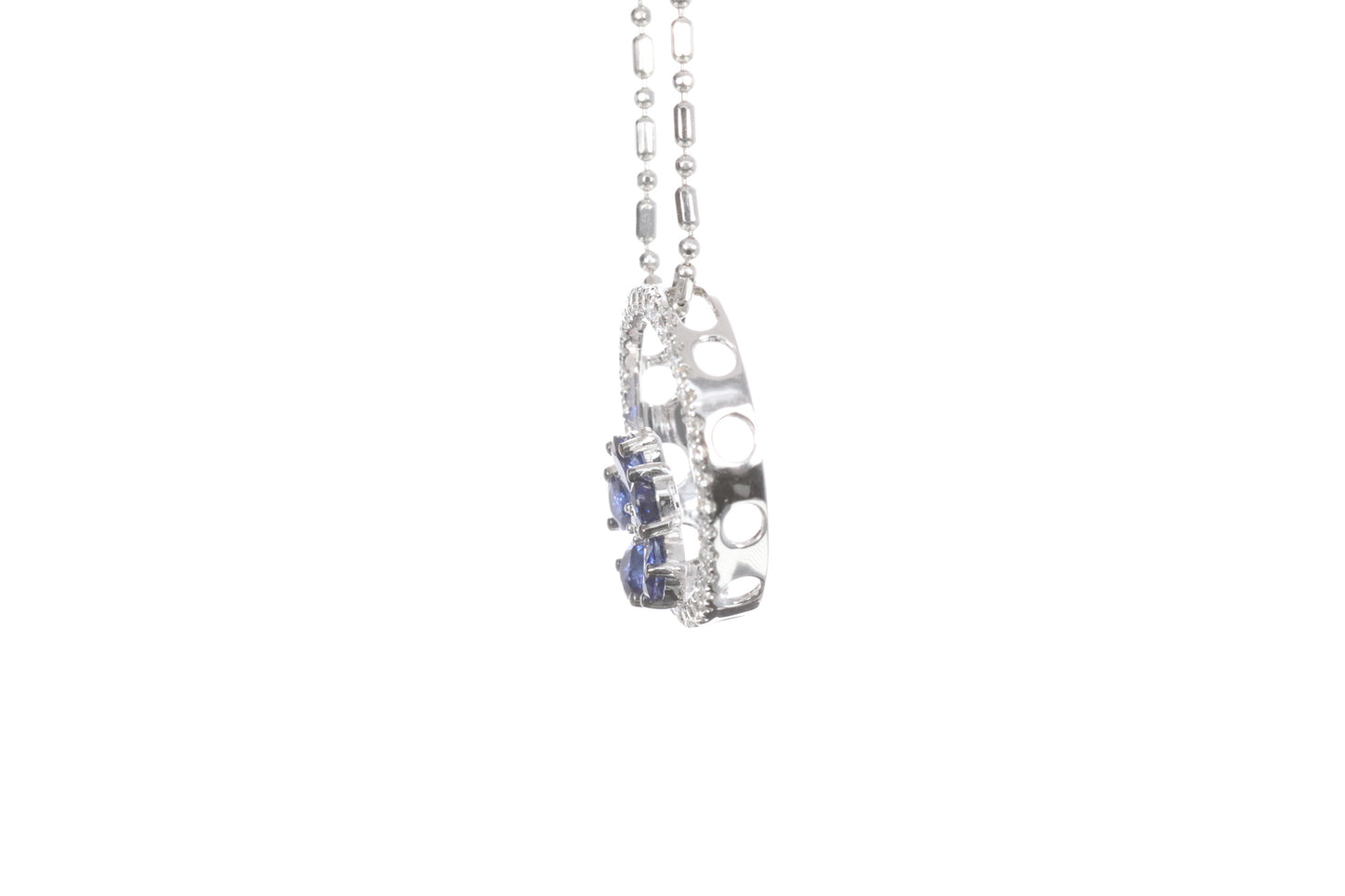 Sapphire Flower Halo Pendant