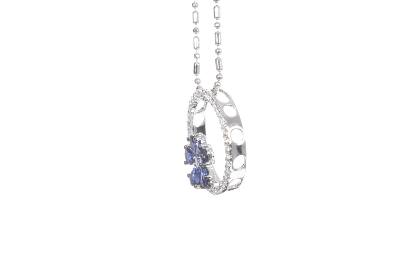 Sapphire Flower Halo Pendant