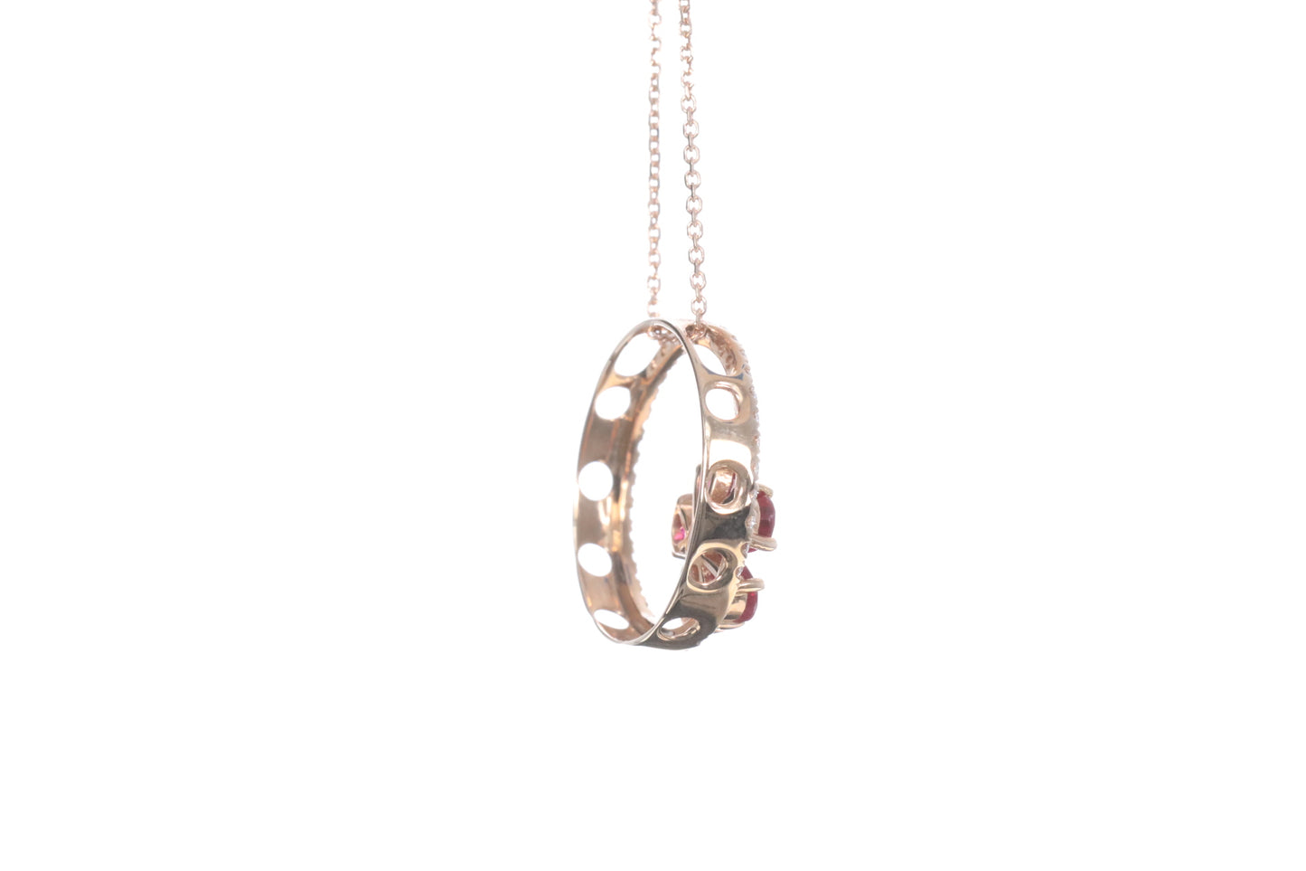 Ruby Flower Halo Pendant
