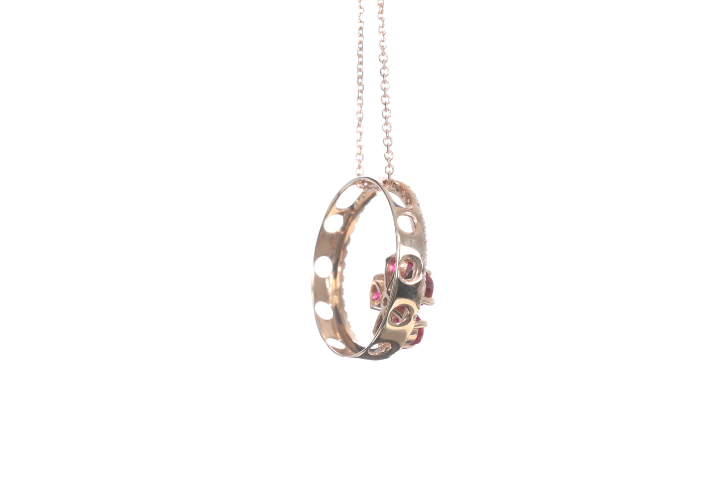 Ruby Flower Halo Pendant