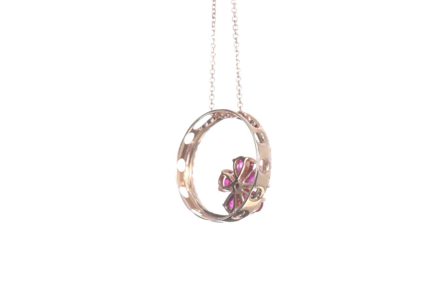 Ruby Flower Halo Pendant