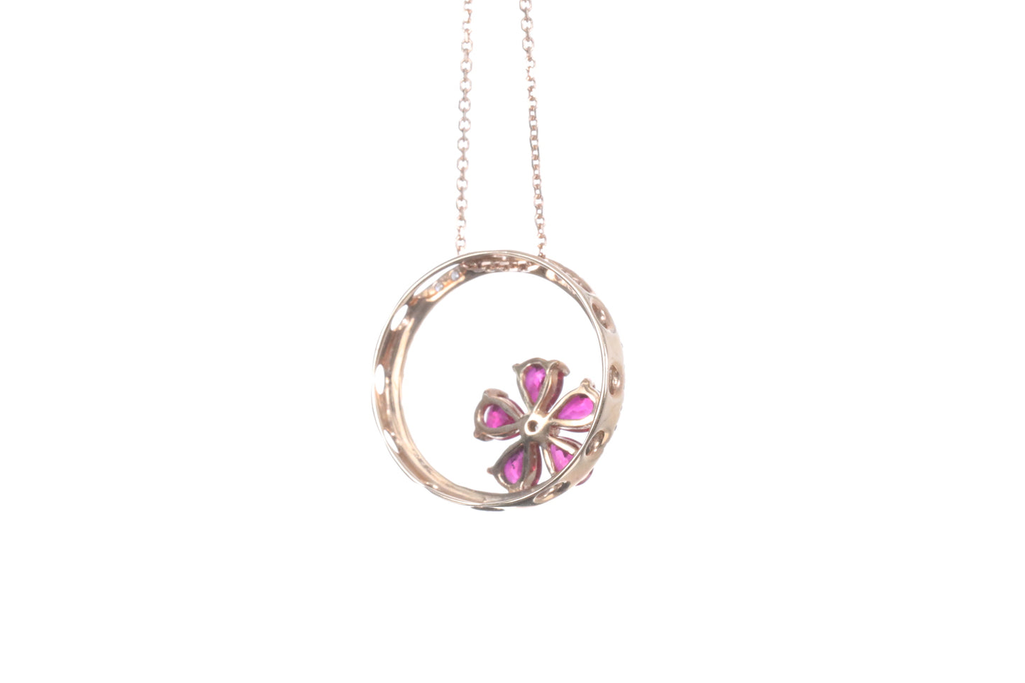 Ruby Flower Halo Pendant