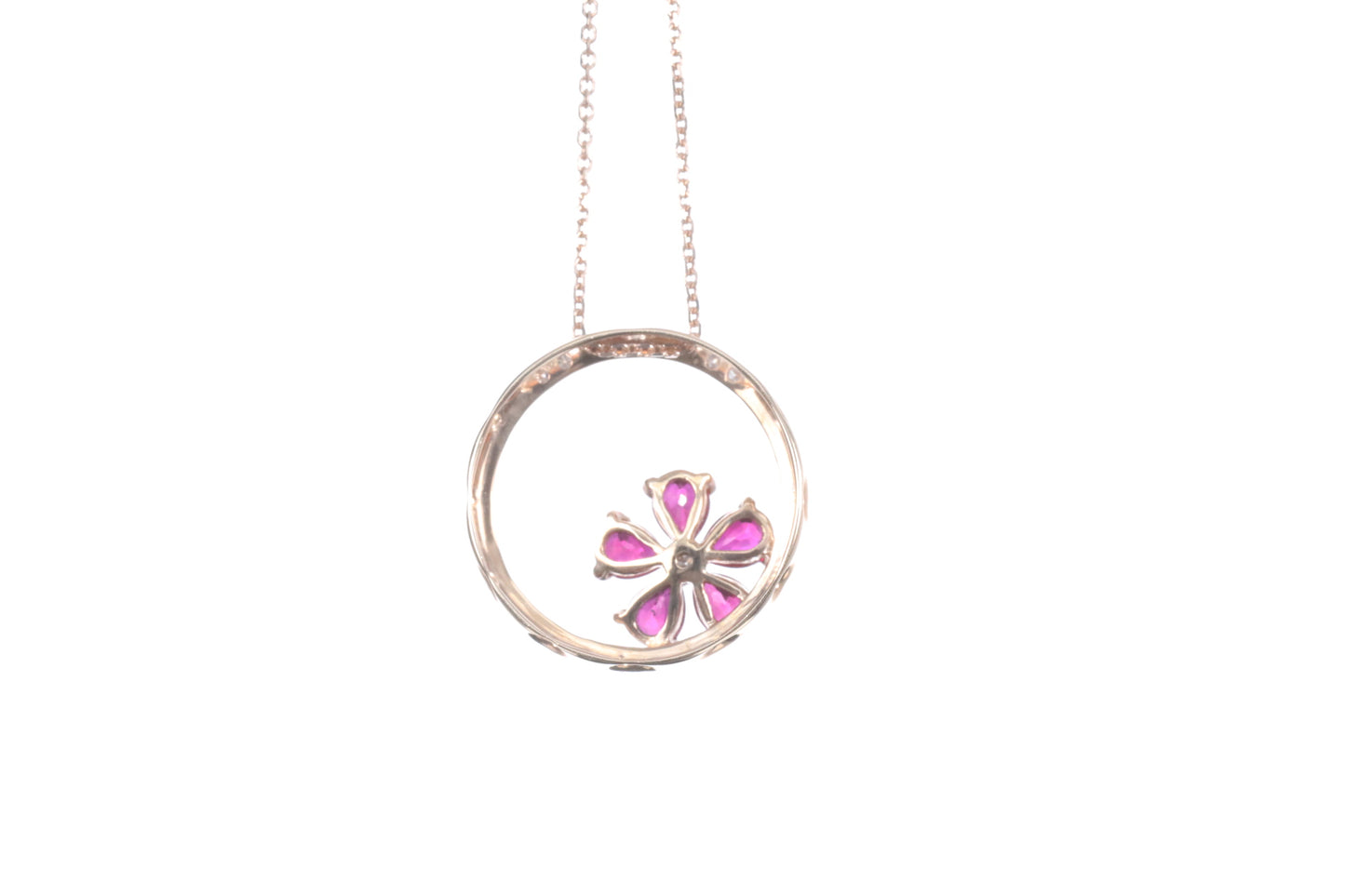 Ruby Flower Halo Pendant