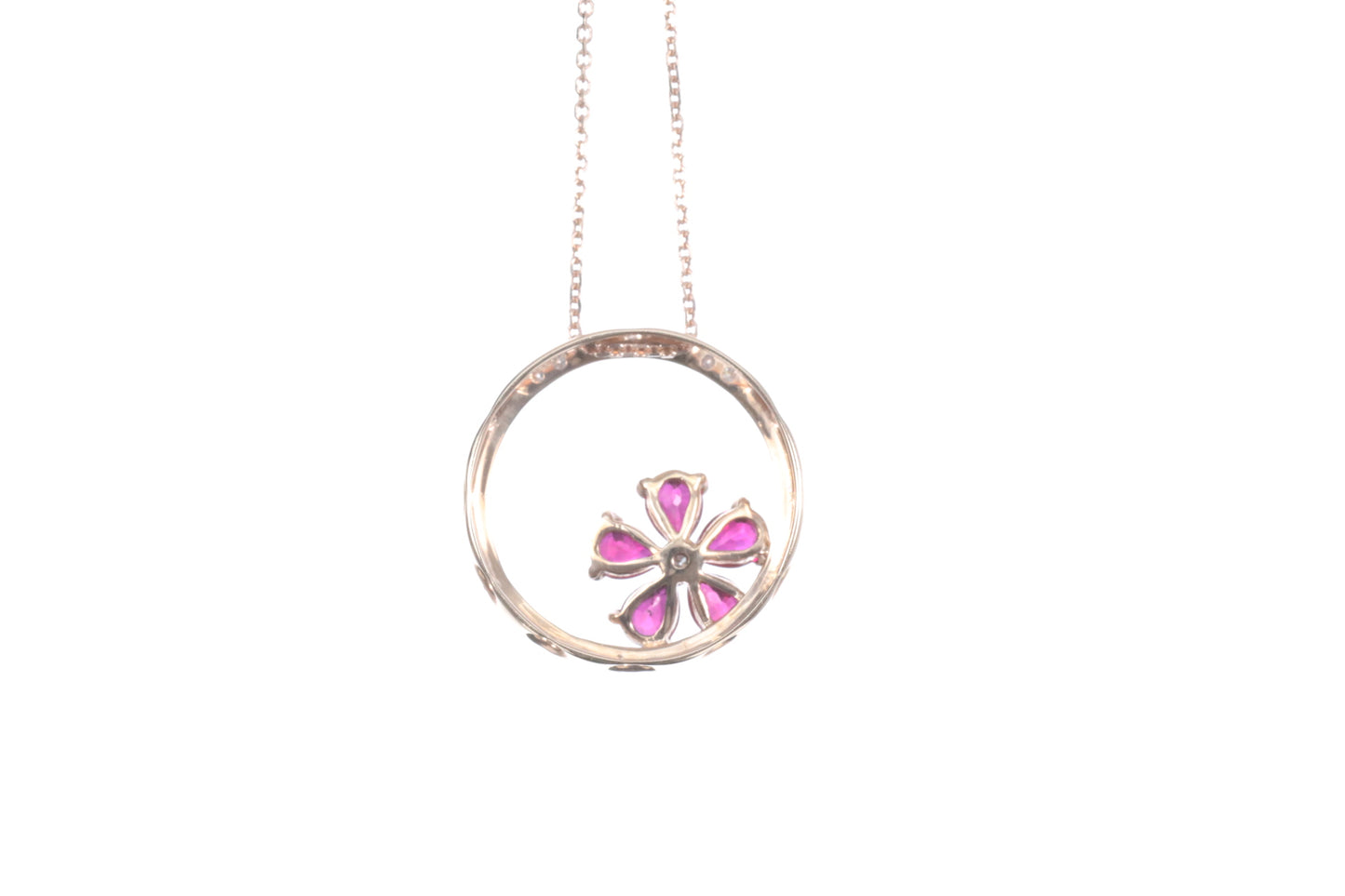 Ruby Flower Halo Pendant